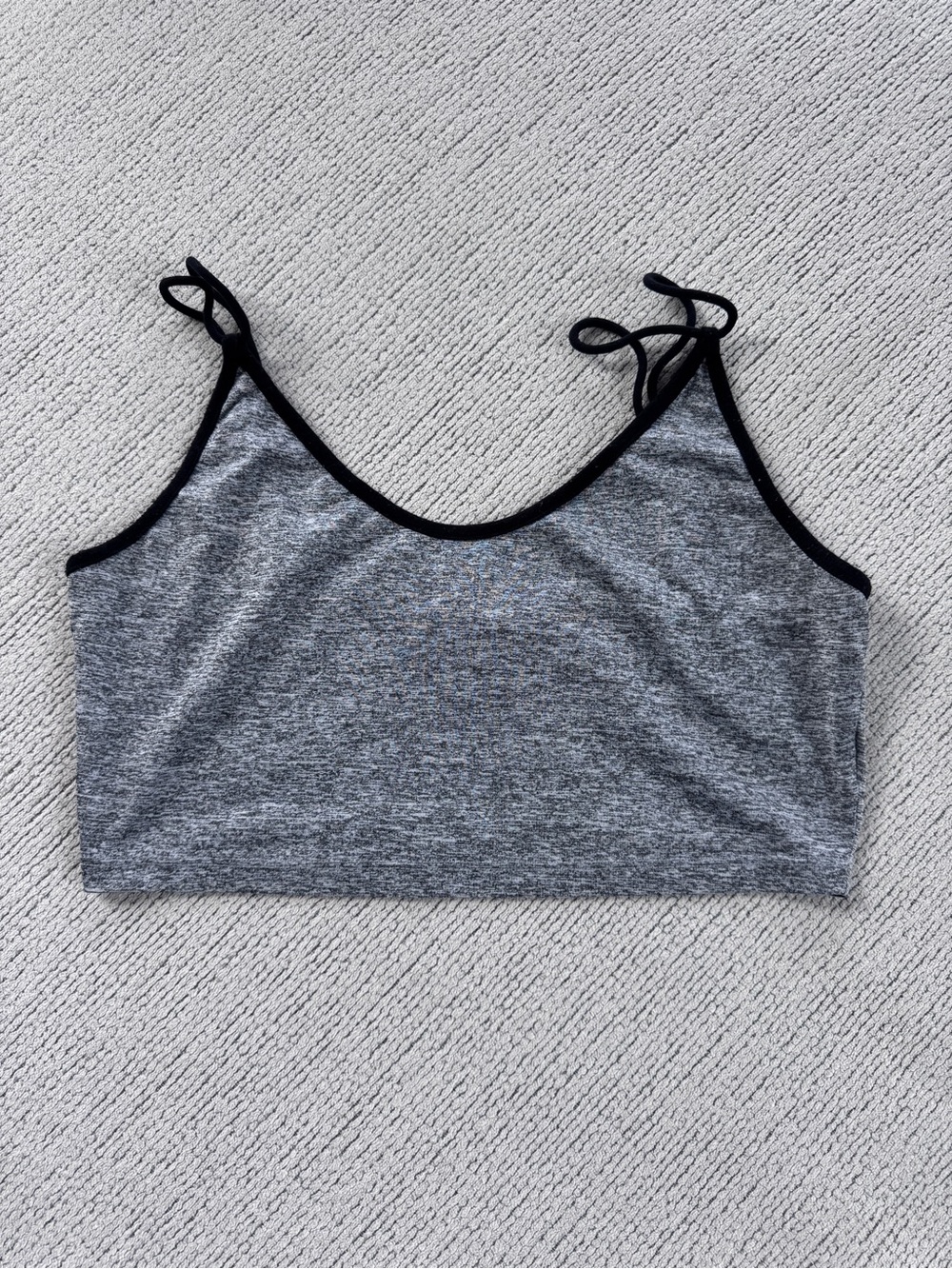 SHEIN Gray Heather Cropped Tank with Black Trim